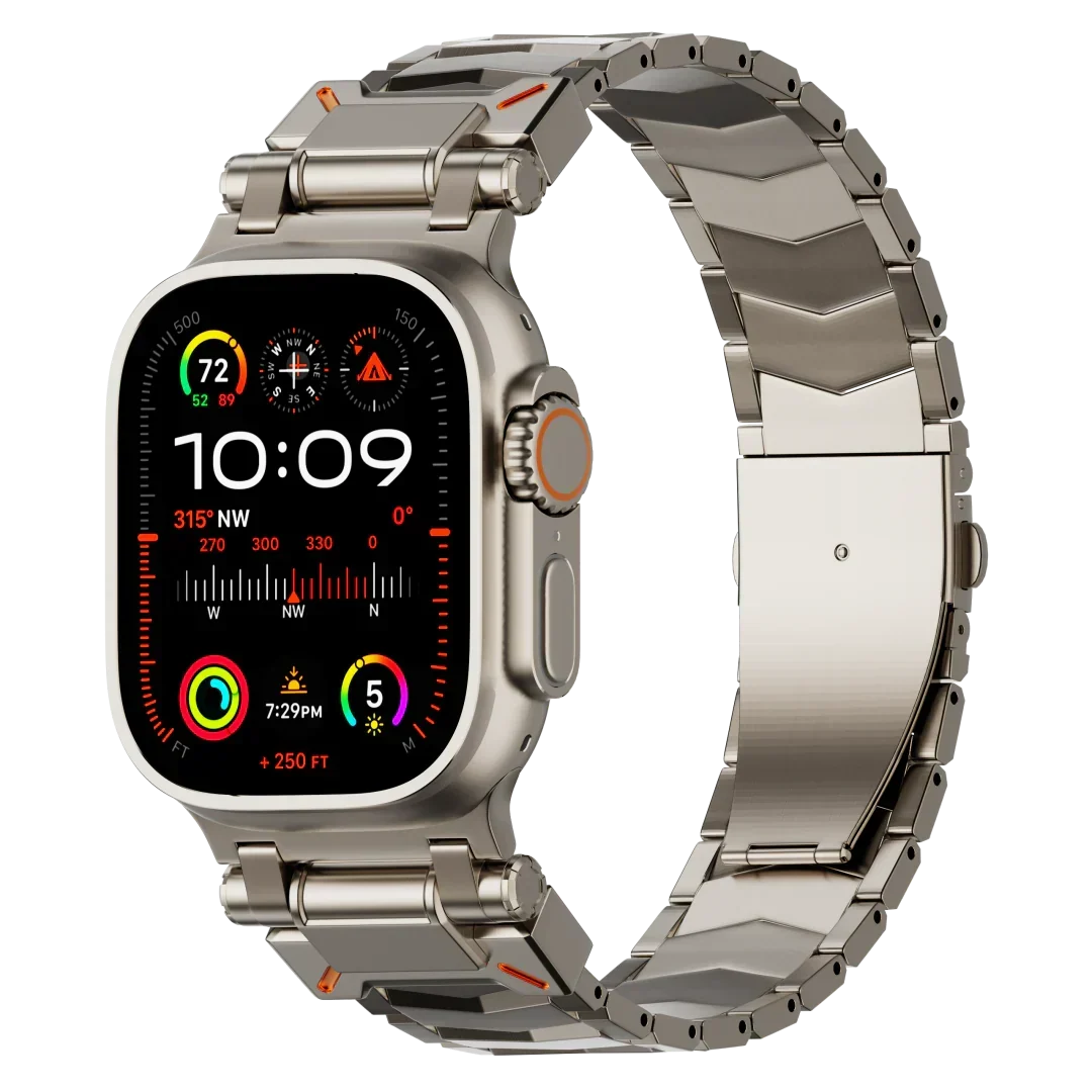 Accesorio de titanio para smartwatch, correa ligera y elegante para cualquier ocasión.