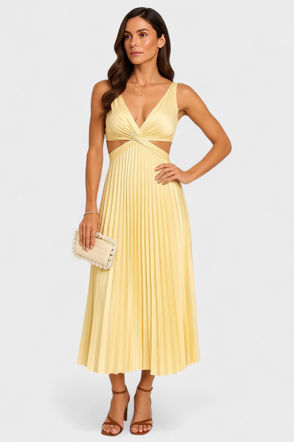 Vestido midi sin mangas para mujer, estilo versátil y cómodo. Ideal primavera/verano.