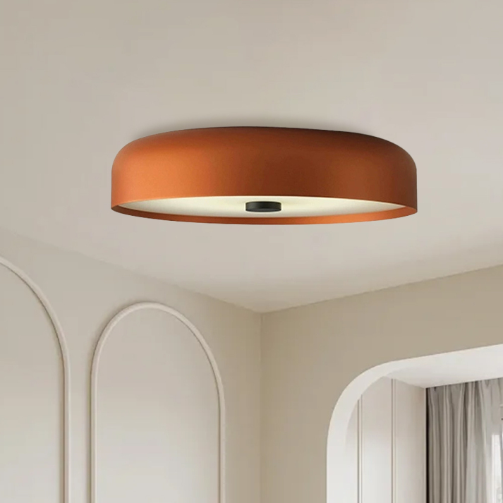 Lámpara de techo LED redonda minimalista, ideal para iluminación moderna y acogedora en salones.