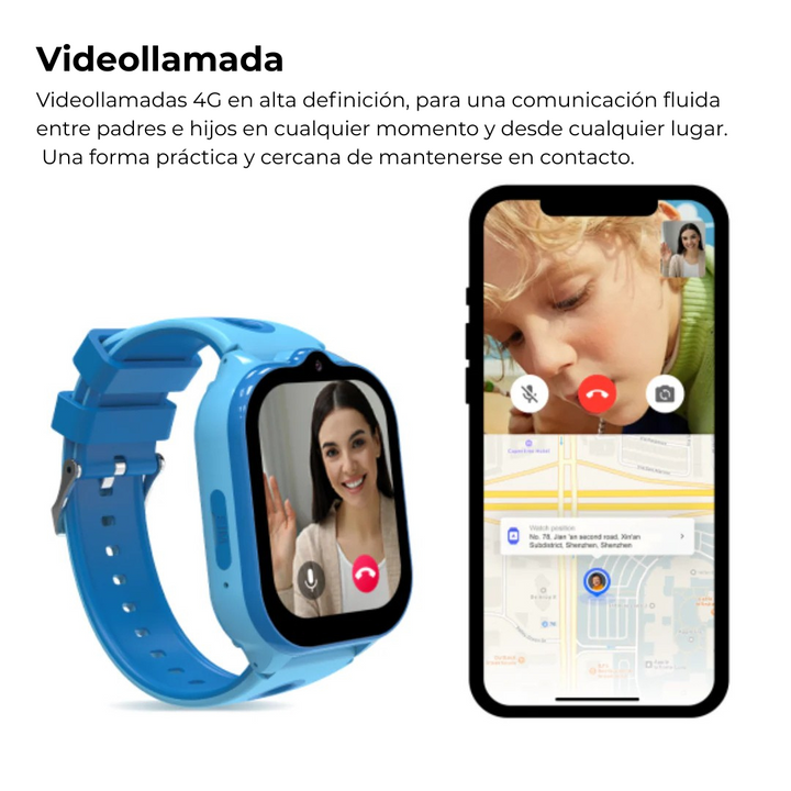 Reloj GPS infantil resistente al agua, diseño moderno y duradero para niños activos.
