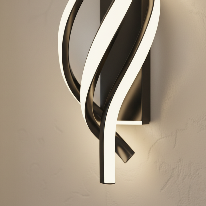 Iluminación LED de pared, diseño moderno para sala de estar, luz cálida y regulable.