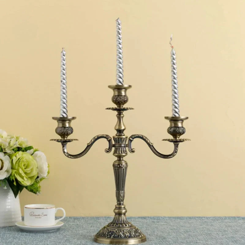 Lámpara de araña decorativa de lujo, estilo europeo, porta velas plateado para tu salón.
