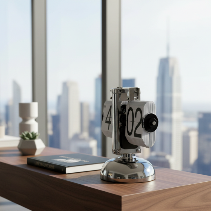 Reloj de mesa ideal para oficina. Estilo retro moderno con números grandes y lectura clara.