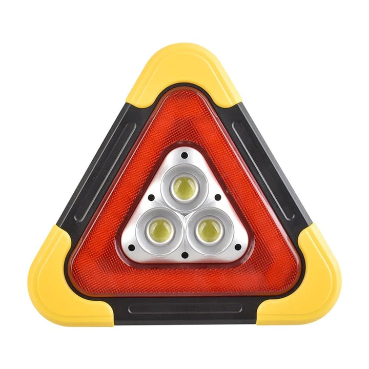 Triángulo de seguridad vial LED solar con luz de emergencia y power bank recargable para coche.