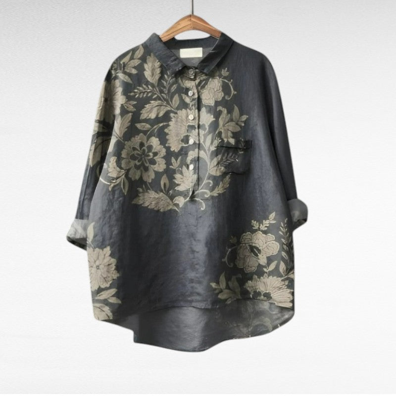 Blusa vintage elegante de mujer, ligera y transpirable para primavera/verano. Estilo casual cómodo y versátil.