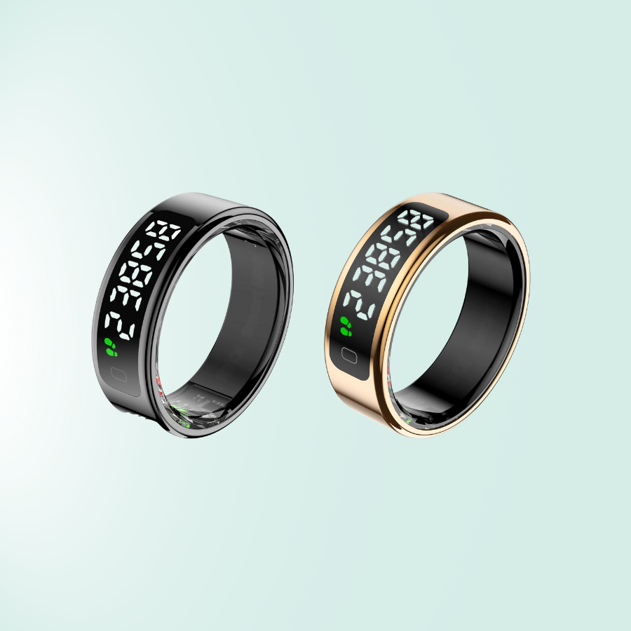 Anillo inteligente tecnológico discreto para monitoreo avanzado de salud, sueño y niveles de energía.