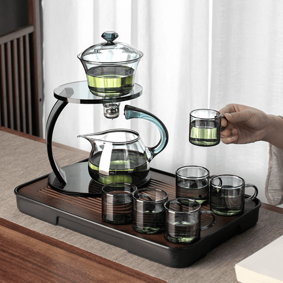 Juego de té de vidrio Arielle para el hogar. Infusión automática magnética, fácil y sofisticada.