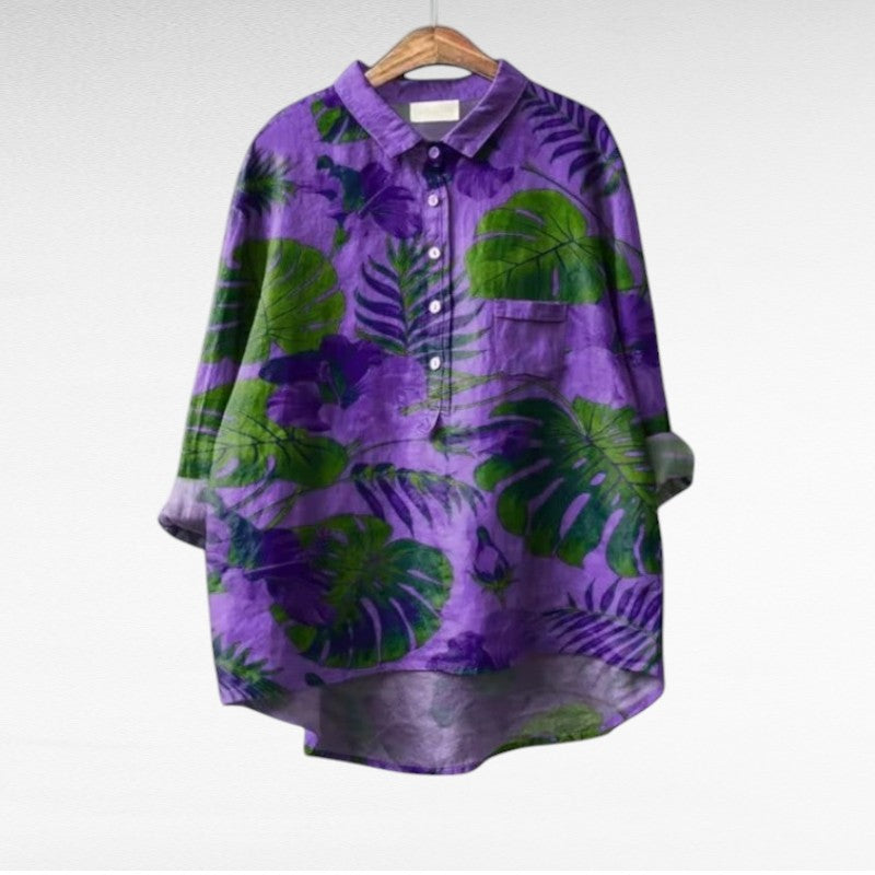 Blusa elegante vintage para mujer, cómoda y transpirable. Ideal para primavera/verano, estilo fluido atemporal.