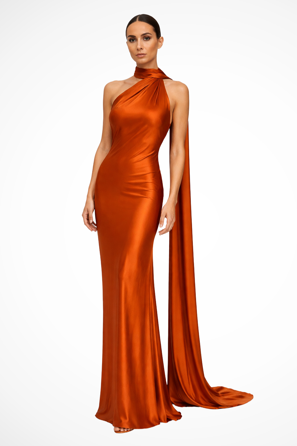 Elegante vestido maxi halter para mujer, ideal para graduación, boda o fiesta formal.