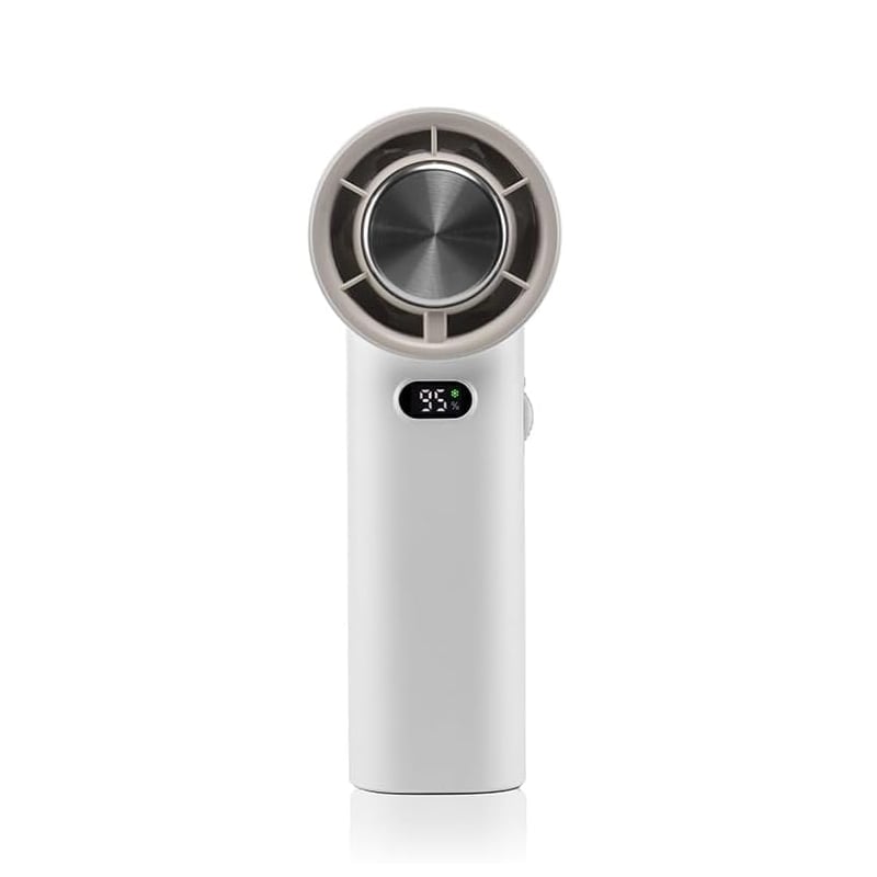 Ventilador portátil recargable para viaje. Diseño compacto, potente enfriamiento.