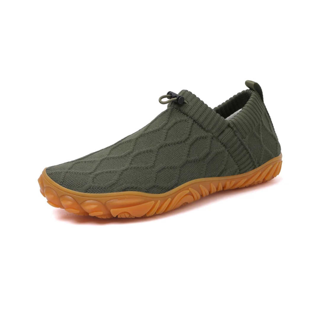 Zapatillas barefoot de senderismo unisex. Puntera ancha y suela antideslizante para trail y montaña. Calzado cómodo outdoor.
