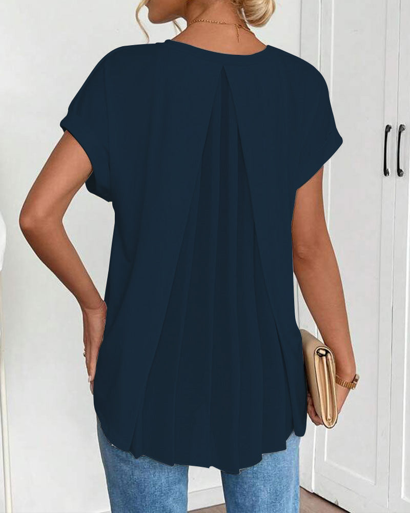 Blusa mujer con escote V y manga doble. Perfecta para un look casual de verano.