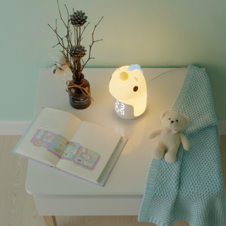 Unicornio LED: luz suave y despertador. Ideal para la mesita de noche de la habitación infantil.