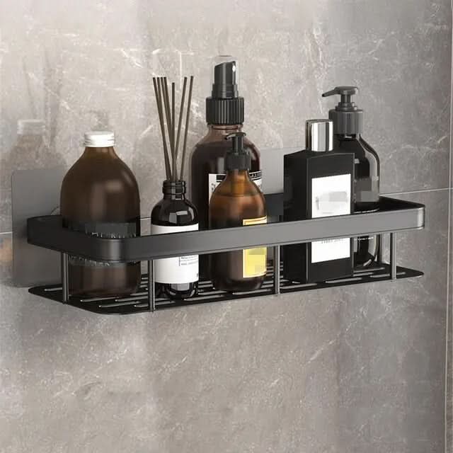 Diseño elegante: estante adhesivo de baño. Sin taladrar, ideal para organizar la ducha con un toque moderno.