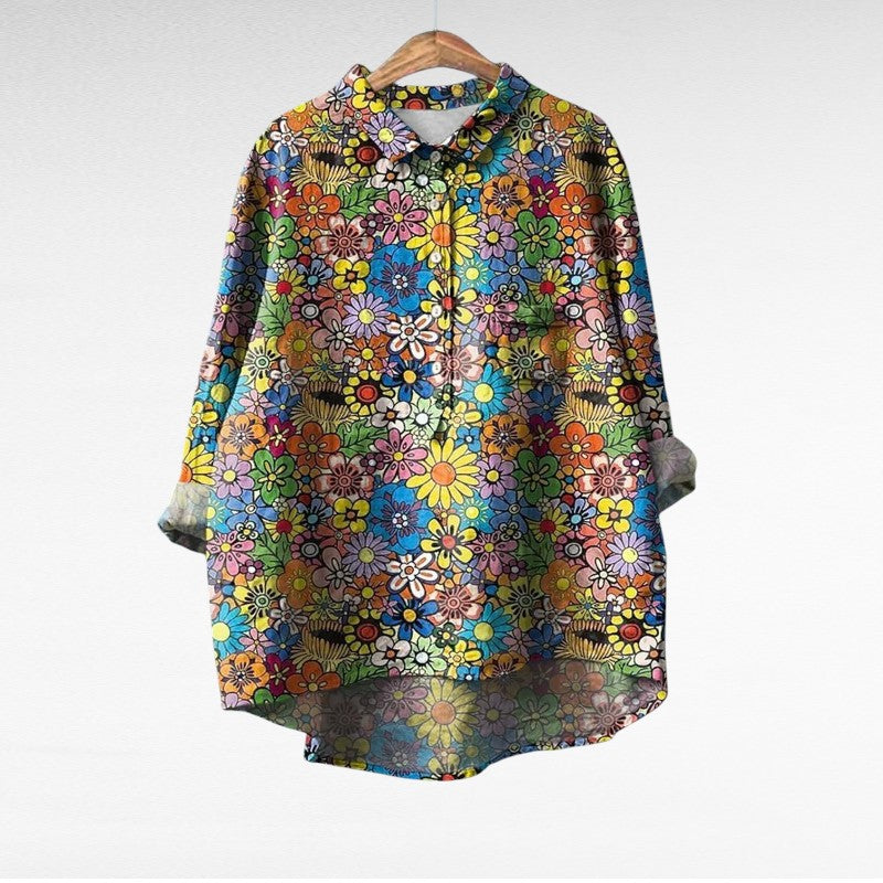 Blusa vintage elegante para mujer. Diseño cómodo y versátil, ideal para primavera y verano.