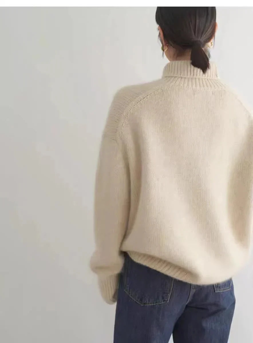 Moda: jersey de cachemir para mujer, cuello alto, suave al tacto, estilo atemporal y versátil.
