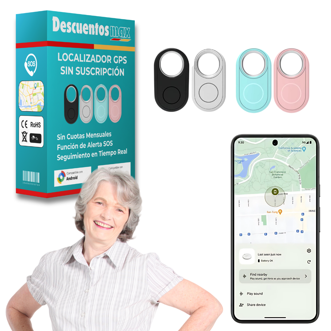 Localizador GPS sin suscripción para mayores. Dispositivo compacto para la seguridad de ancianos.