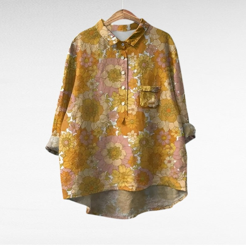 Blusa cómoda y elegante estilo vintage para mujer. Perfecta para looks casuales de moda.