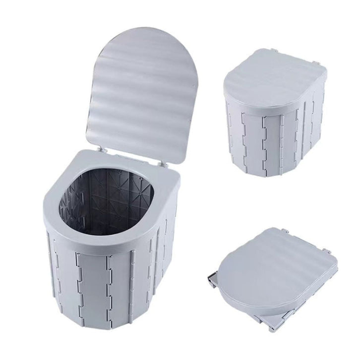 Inodoro portátil plegable para camping, viajes y actividades al aire libre. Higiene esencial en exteriores.