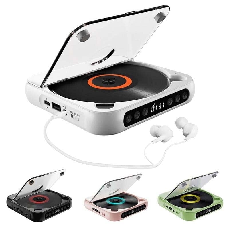 Reproductor de CD portátil con carga USB-C, Bluetooth y sonido Hi-Fi para tu colección de música.
