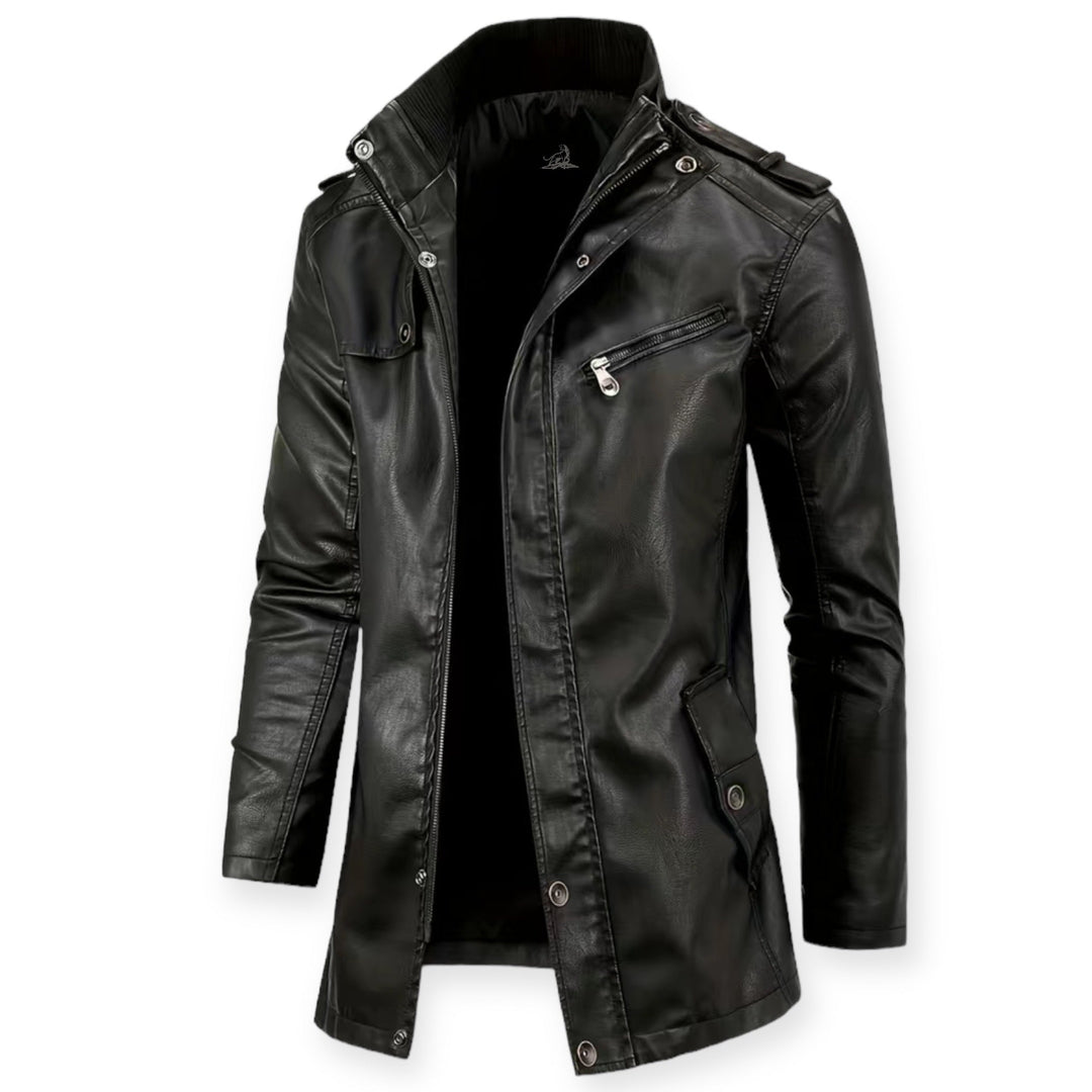 Chaqueta clásica robusta de hombre con cremallera, ideal para invierno, en color negro. Moda masculina versátil.