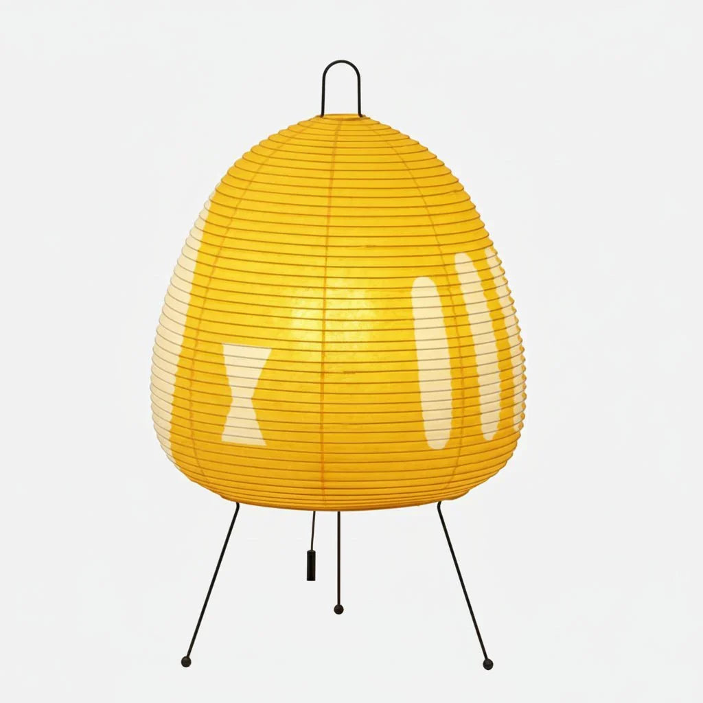 Lámpara de mesa retro-japonesa. Papel de arroz y diseño wabi-sabi para una iluminación única.