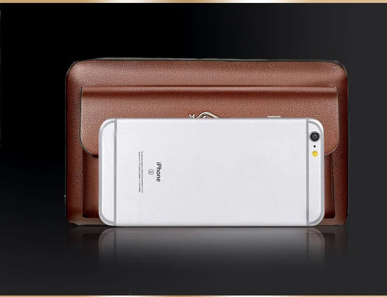 Cartera de mano de PU para hombre, ideal para viajes de negocios. Mantén tus artículos organizados y seguros.