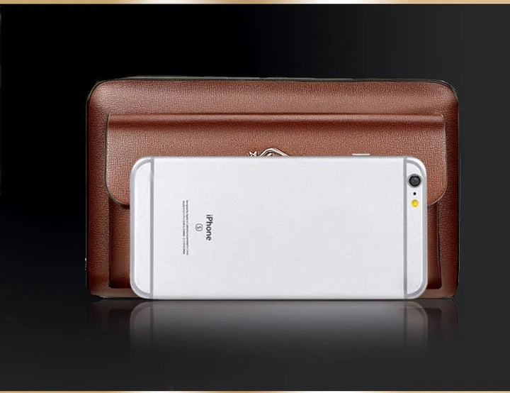 Cartera de mano de PU para hombre, ideal para viajes de negocios. Mantén tus artículos organizados y seguros.