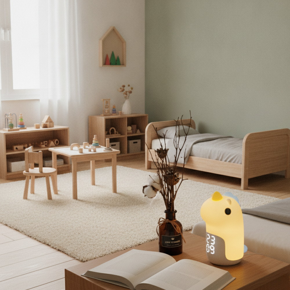 Luz LED de unicornio en gel de sílice, segura y suave para niños. Incluye despertador.