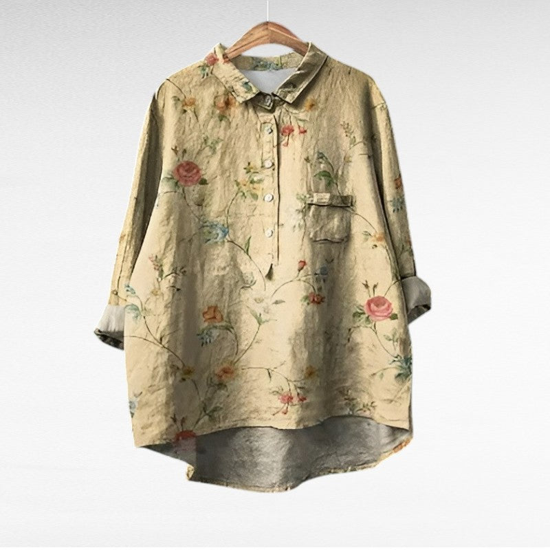 Blusa fluida y transpirable vintage para mujer. Estilo elegante y casual, ideal para verano.