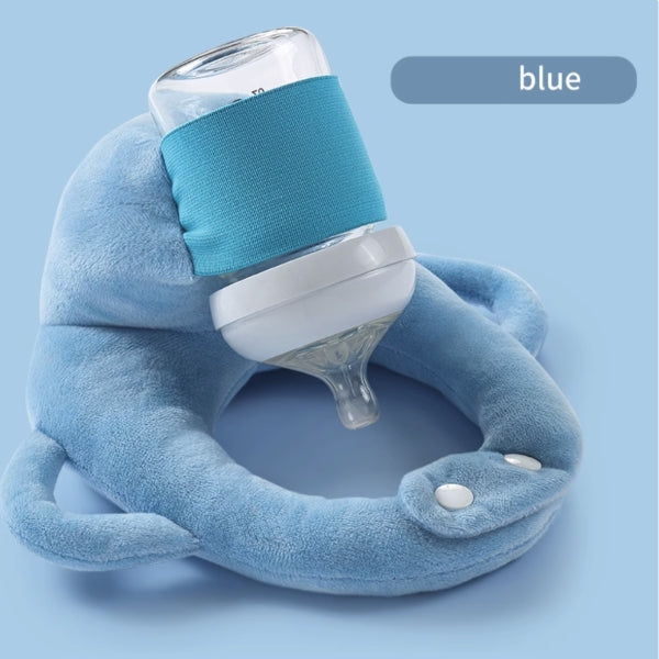 Suave cojín soporte de biberón para bebé. Facilita alimentación manos libres sin derrames.