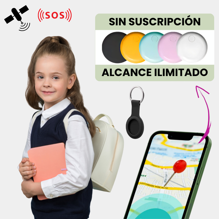 Rastreador GPS compacto para niños, seguimiento de ubicación en tiempo real para seguridad infantil.
