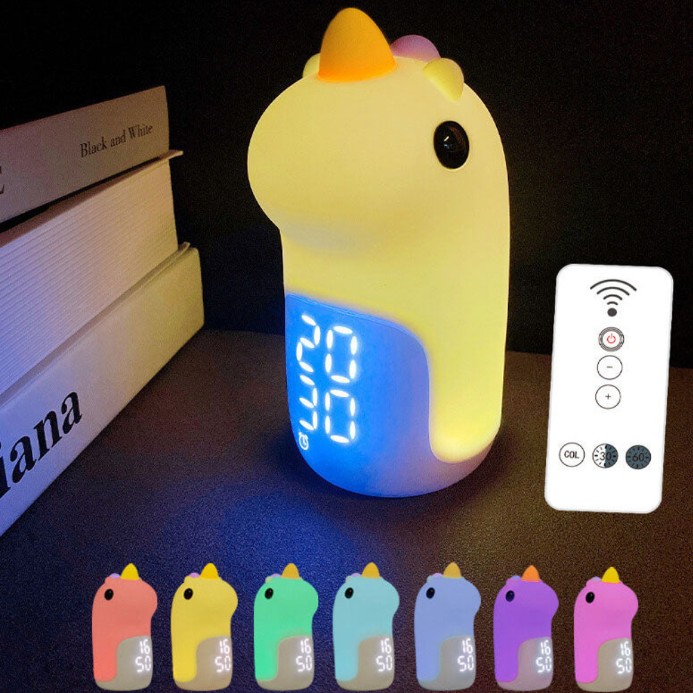 Luz nocturna USB de unicornio. Reloj despertador divertido para niños. Gel de sílice.