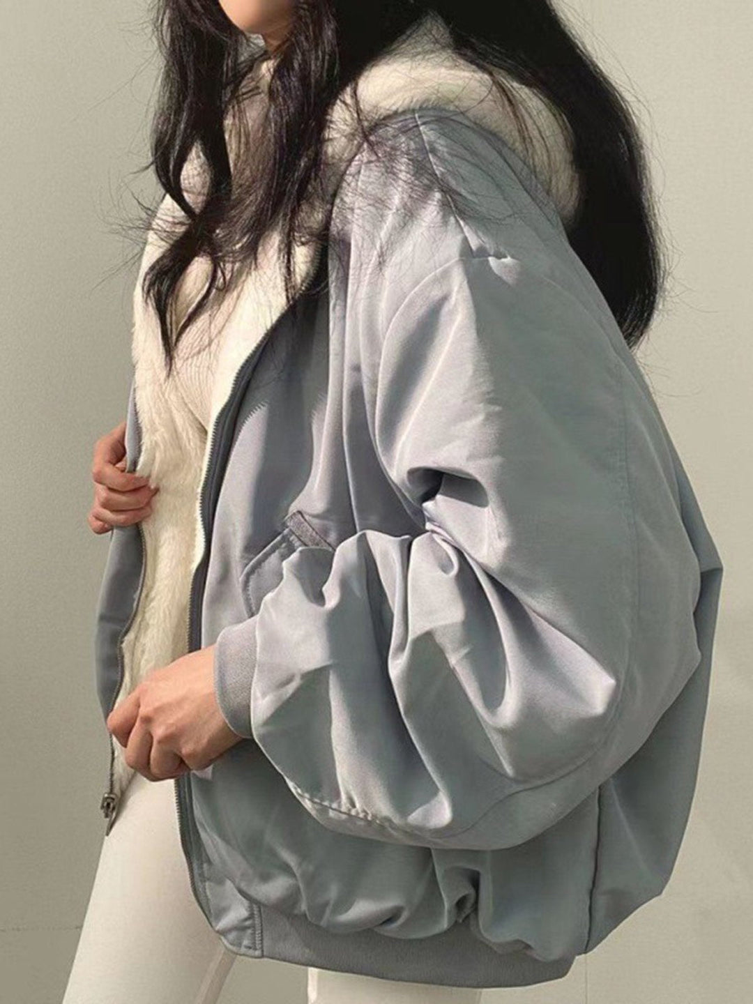 Abrigo de invierno oversize ELSA para mujer con cremallera, cálido y cómodo. Ideal para moda y estilo casual.