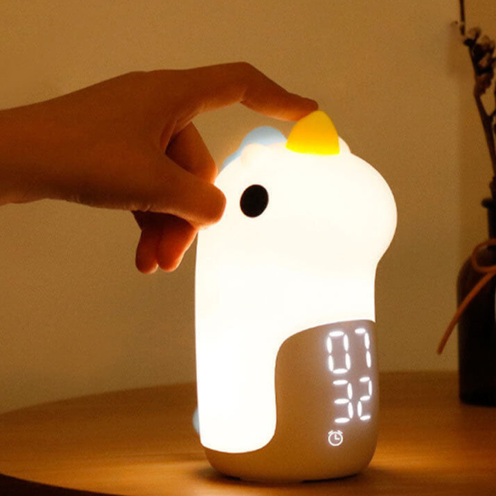 Reloj despertador de unicornio mágico con luz LED, perfecto para decorar habitaciones infantiles.