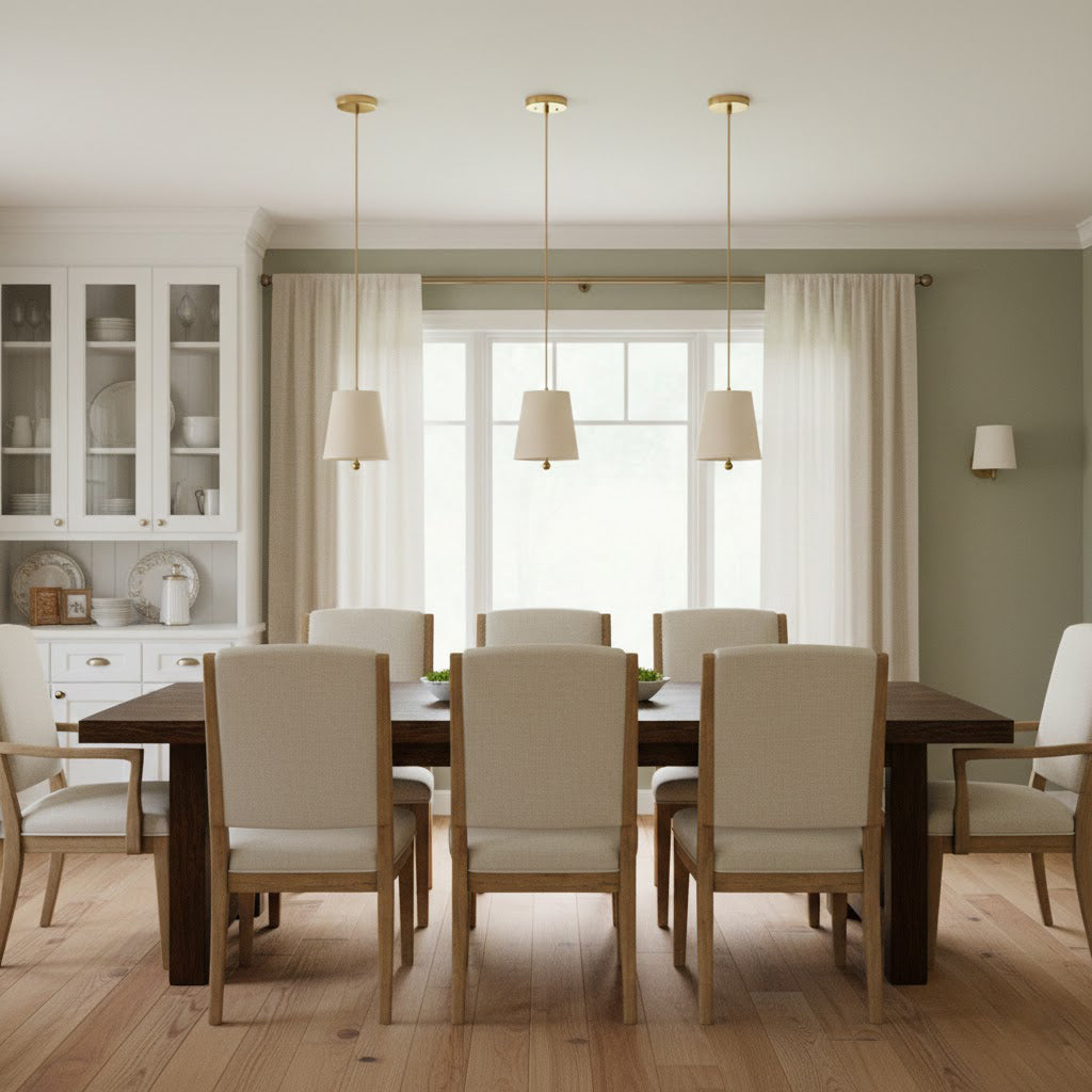 Lámpara de techo elegante con estructura de latón y pantalla de lino. Añade estilo a tu hogar.