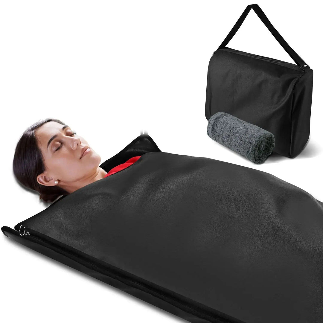 Manta de sauna infrarroja portátil para desintoxicación y relajación. Disfruta un spa en casa con calor terapéutico.