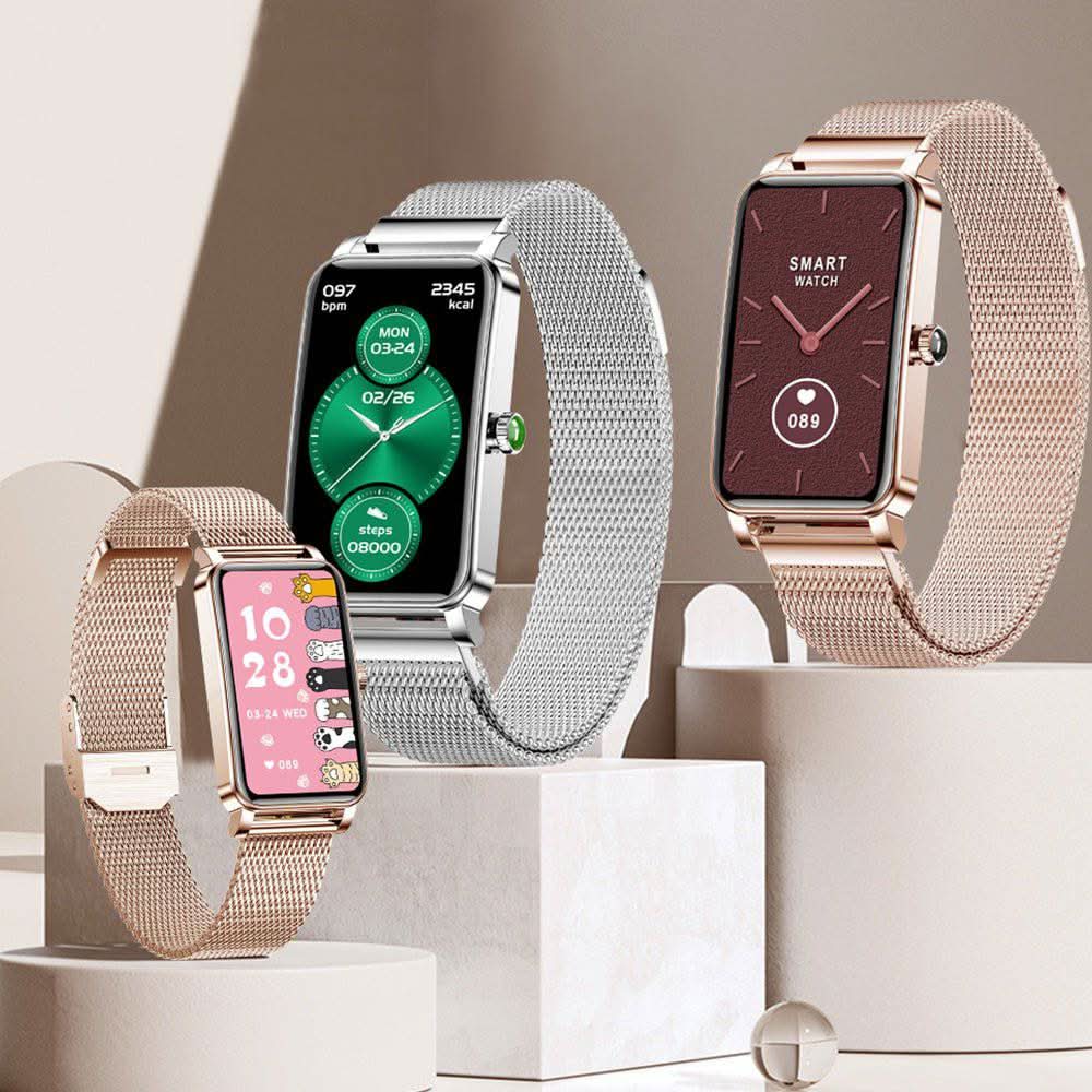 Reloj inteligente para fitness femenino: monitor de actividad, ritmo cardíaco y sueño. Salud al alcance de tu mano.