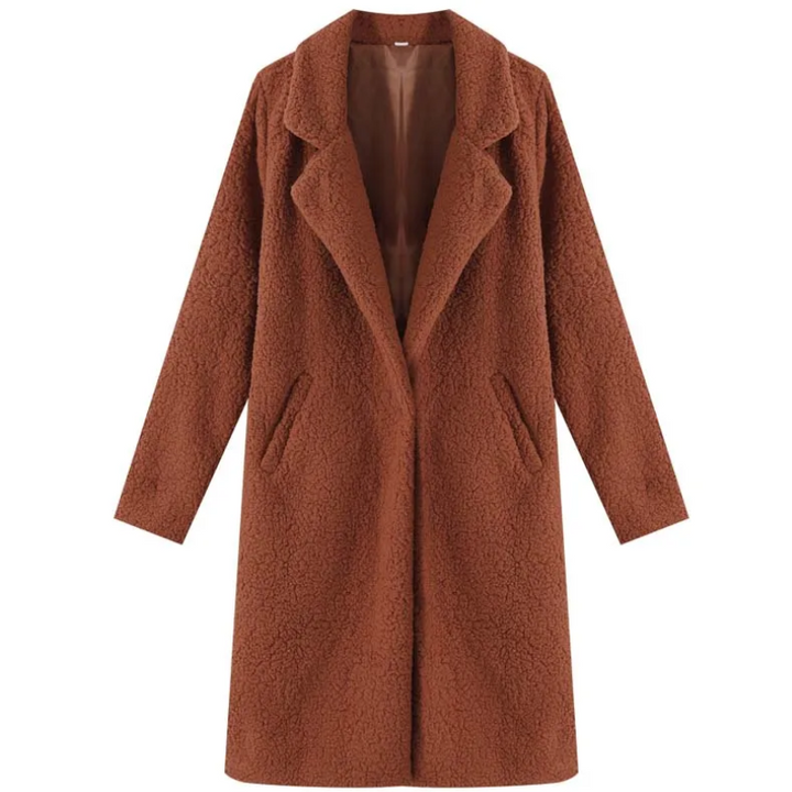Abrigo de teddy oversize para mujer, largo y ultra cálido, perfecto para el frío urbano.