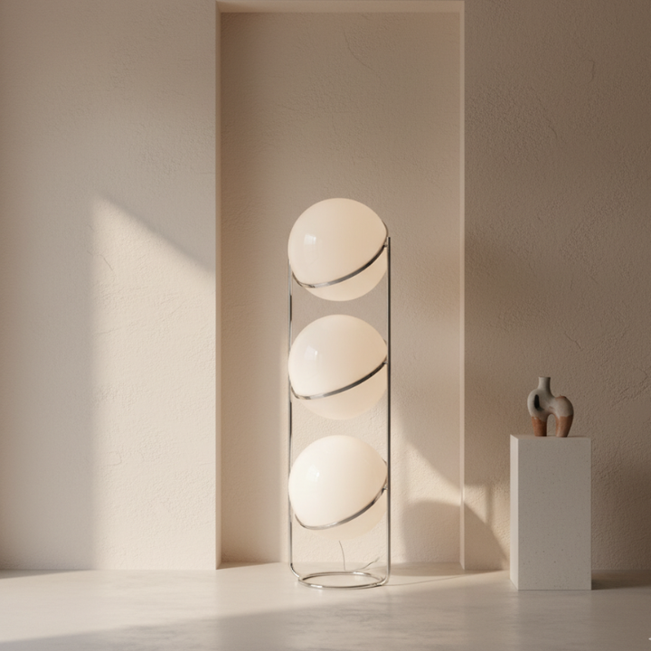 Lámpara de pie de diseño, luminaria de suelo con encanto moderno y versátil.