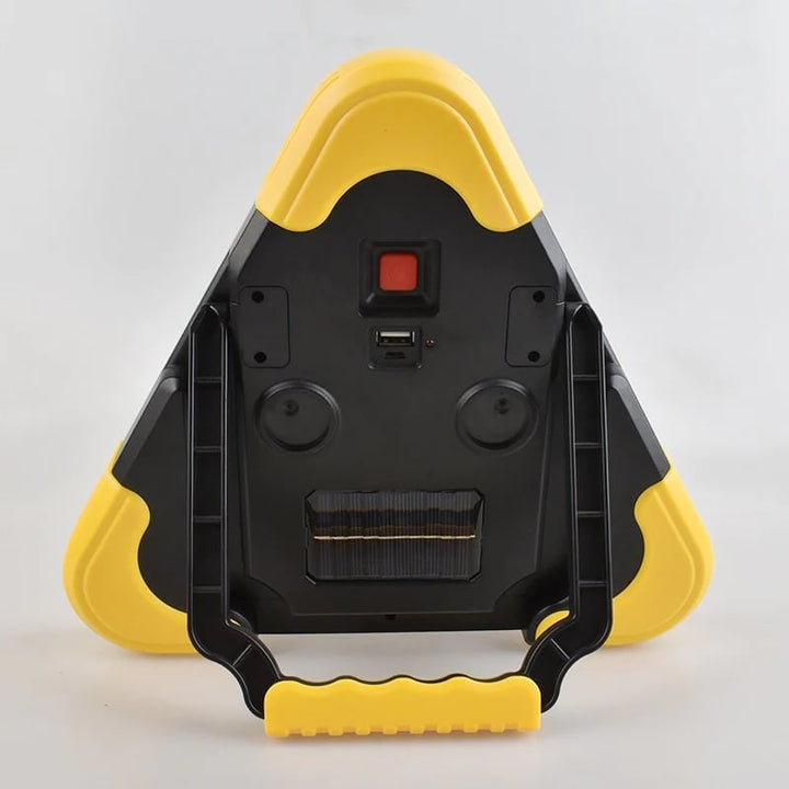 Lámpara LED solar triangular multifunción: emergencia vial, power bank, luz de camping portátil.