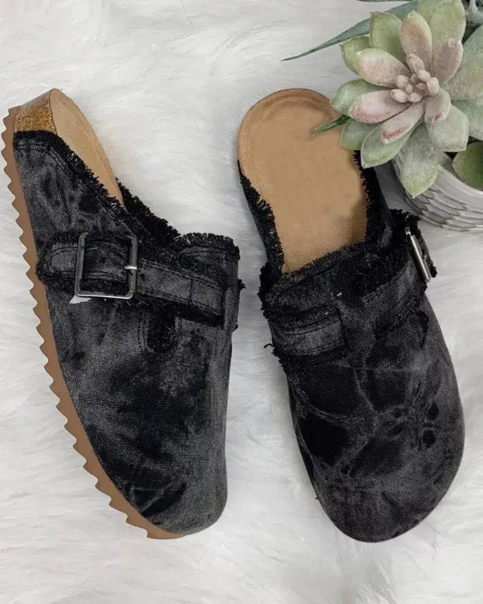 Calzado slip-on de lona para mujer, zuecos cómodos y ligeros, perfectos para el estilo casual de verano.