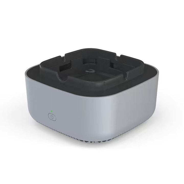 Cenicero con ventiladores silenciosos que purifican el aire, ideal para espacios de fumadores.