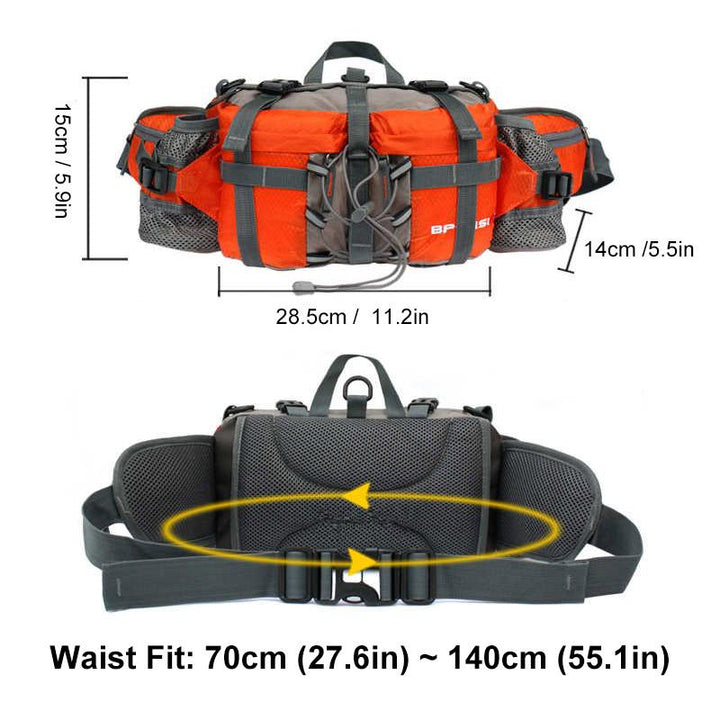 Riñonera unisex para senderismo y viaje, compacta, con portabotellas para mantenerte hidratado.