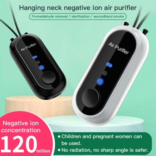 Collar purificador de aire personal portátil. Elimina contaminantes para una mejor salud y respiración.