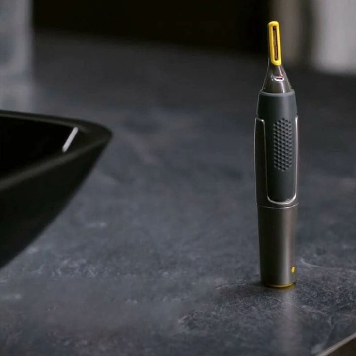 Cortadora de precisión compacta y ergonómica. Perfecta para vello de barba, nariz y cejas. Uso unisex inalámbrico.