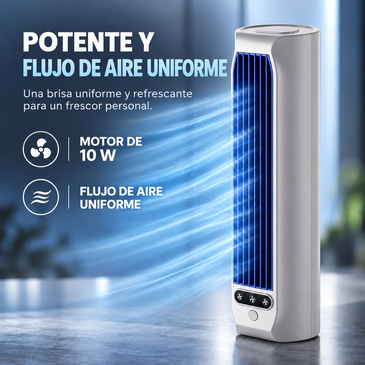 Ventilador de torre recargable para escritorio, mantiene tu espacio personal fresco en verano.