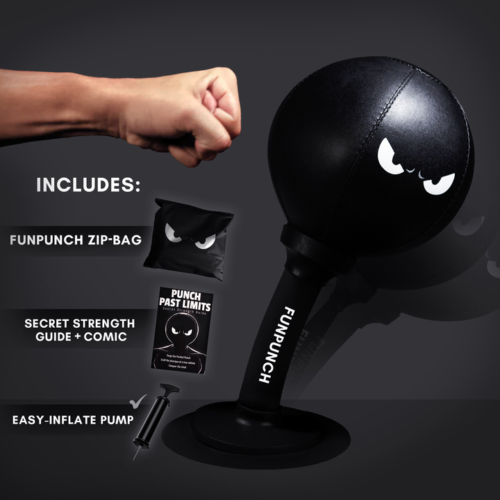 Saco de boxeo de pie FunPunch Rage, seguro para niños. Desarrolla coordinación y diversión.