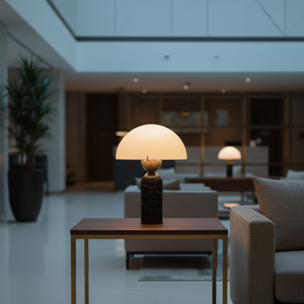 Lámpara de mesa decorativa que ofrece iluminación acogedora y un estilo moderno escultural.