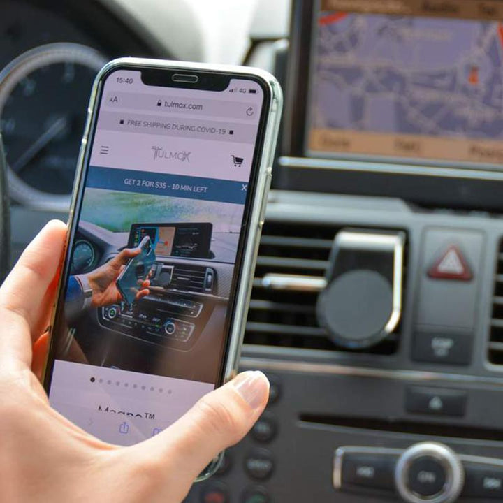 Accesorio de coche: soporte magnético de metal compacto para rejilla de aire. Sujeta tu teléfono con seguridad.